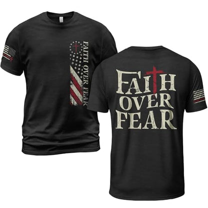 Faith Over Fear Shirt Men, Christian Shirts for Men - color: Ds03-black, size: Small