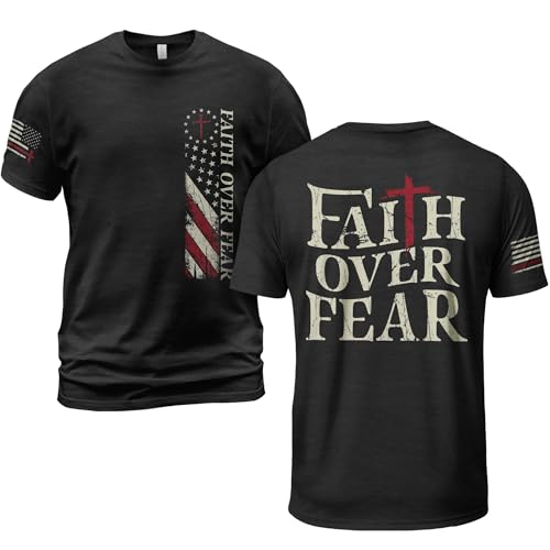 Faith Over Fear Shirt Men, Christian Shirts for Men - color: Ds03-black, size: Large