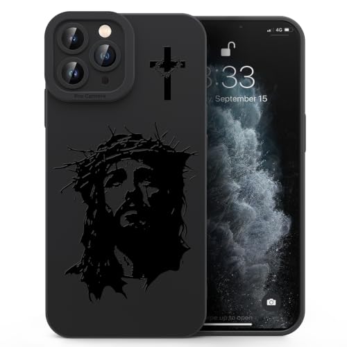 for iPhone 11 Pro Christian Phone Case, Crown Thorns Design - color: Black-Jesus Face, size: iPhone 11 Pro