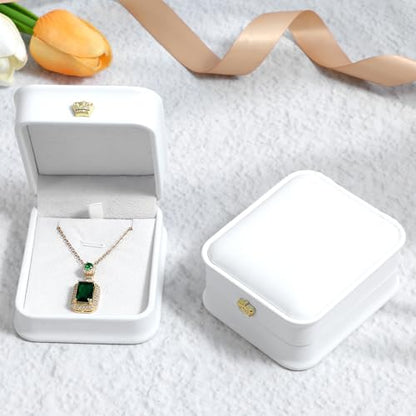Set of 12 White Necklace Boxes for Jewelry Gift, Premium PU Leather Necklace Jewelry Gift Box with Velvet Interior for Pendant, Engagement, Wedding, Valentine's Day