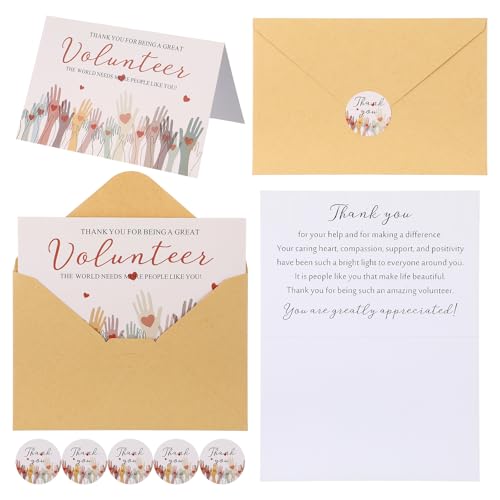 60 Volunteer Thank You Cards with Envelopes and Stickers, Bulk Appreciation Gifts Set for Volunteers, Church, Ministry, Charity Supplies, 5.91x3.94 Inch Folded Cards, 75 Stickers
