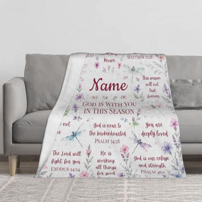 Personalized Christian Blanket for Women, Custom Name Scripture Throw Blanket with Bible Verse, Religious Faith Gift for Mom Daughter Sister Friend, Sympathy Birthday Christmas Baptism Gift - color: Background Pattern 4