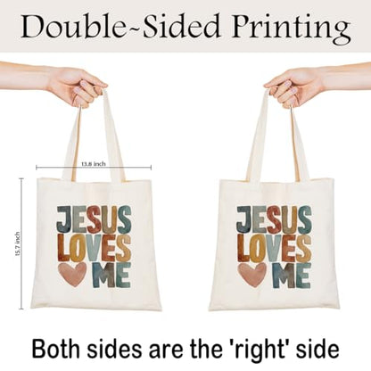 Christian Canvas Tote Bag for Women, Inspirational Faith Shoulder Bag - color: Jesus 01