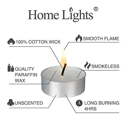 Tealight Candles - 4 Hours - Giant 100,200,300 Bulk Packs - White Unscented European Votive Smokeless Tea Lights for Shabbat, Weddings, Christmas, Home Decorative- 100 Pack - size: 100 Pack