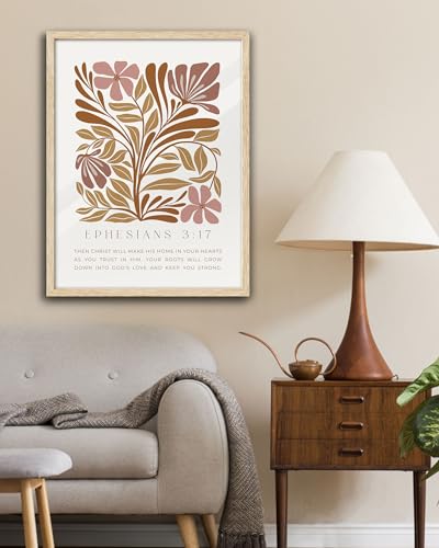 EcoHest 16x20 in Ephesians 3:17 Abstract Floral Framed Christian Wall Art - color: Framed Ephesians, size: 20"L x 16"W