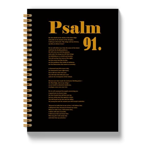 Christian Journal for Women, Psalm 91 Bible Notebooks for Note Taking, Christian Gifts for Women, Inspirational Bible Verse Religious Spiral Notebook 5.5x8.3 Inch - color: PSALM 91 02