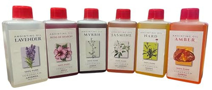 Set of 6 Anointing Oils from Jerusalem Nard, Myrrh, Amber, Rose of Sharon, Jasmine and Lavander 280ml Each