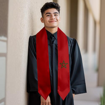 Graduation Satin Sash Scarf 72" Stole - color: Morocco Flag