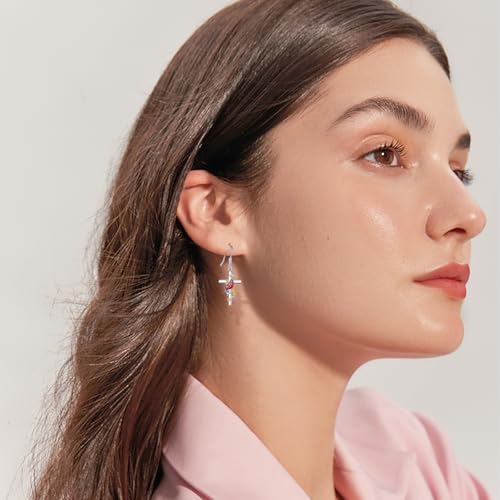 Cardinal/Hummingbird/Parrot Earrings for Women 925 Sterling Silver Bird Dangle Drop Leverback Earrings Hypoallergenic Cardinal Jewelry Christmas Birthday Gifts - style: Cardinal Cross