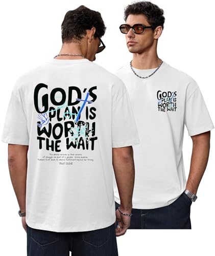 Herberton Men's Graphic T-Shirt Loose Fit Cotton Fashion Casual Streetwear Crewneck Short Sleeve Tee (S-XXL) - color: White, size: X-Large