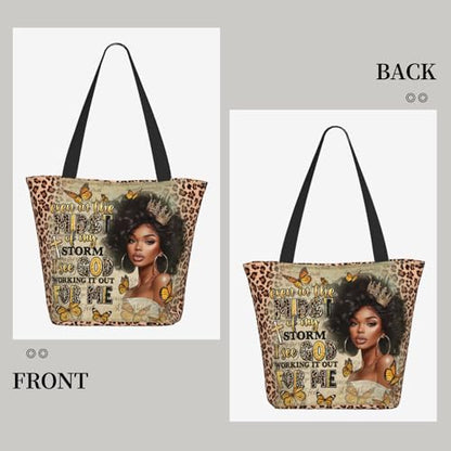 Bible Tote Bags for Women Christian Tote Bag Religious Church Bags for Women Organizer Christian Gift With Zipper - color: African American