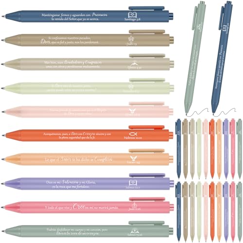 Supervitae 50 Pcs Spanish Bible Verse Pens Christian Pens Bulk, Light Color - color: Light Color