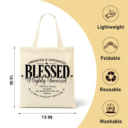 Faith Canvas Tote Bag, Christian Gifts for Women Mama Sister Inspirational Bible Verse Birthday Christmas - color: Blessed Faith 876