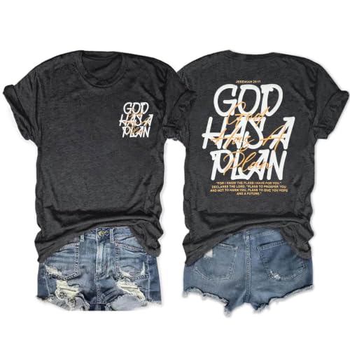 Christian Shirts for Women Religious Saying Tshirt Bible Verse Tee Tops - color: 02-dark Gray, size: Small