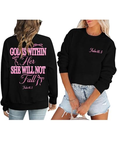 Christian Sweatshirts for Women Faith Bible Verse Religious Shirts - color: Black, size: Small