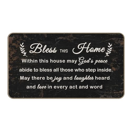 Bless This Home Decorative Indoor Outdoor Doormat,House Warming Gifts Front Door Mat 17x30 Inch Religious Decoration Welcome Mat for Home Entrance, Outside Entry, Yard, Floor, Patio（Decor 008） - color: 17 Doormat K