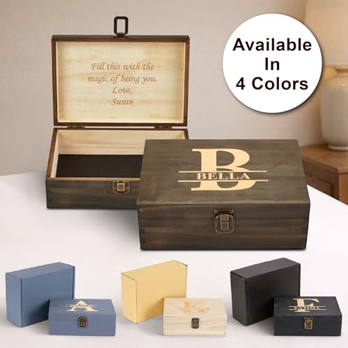 Personalized Monogram Keepsake Box, Engraved Gift for Men & Groomsmen - style: 8. Split Monograms