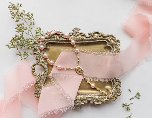 Precious Pieces Baby First Rosary .925 Silver or 14K Gold-Plated - color: Pink-GOLD