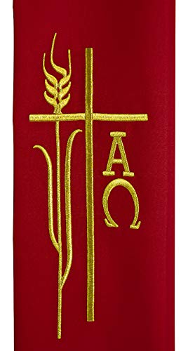 IvyRobes Alpha Omega Overlay Stole Wedding Clergy Stole 90" Long-4 Colors Available - color: Red