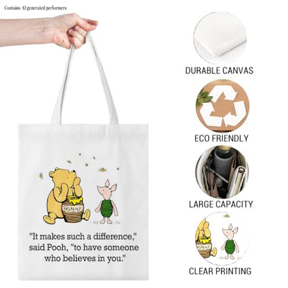 Cute Pooh Bear Aesthetic Reusable Tote Bag, Funny Gifts for Women Friends - color: It