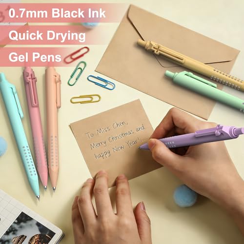 6 Pack Bible Journaling Gel Pens, 0.7mm Black Ink Retractable - color: Macaron-Black Ink