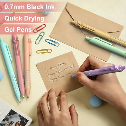 6 Pack Bible Journaling Gel Pens, 0.7mm Black Ink Retractable - color: Macaron-Black Ink