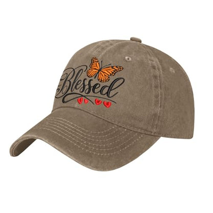 for Mom Grandma Auntie, Guardian Butterfly Embroidered Baseball Cap for Women, Meaningful Hat - color: Khaki Butterfly Blessed