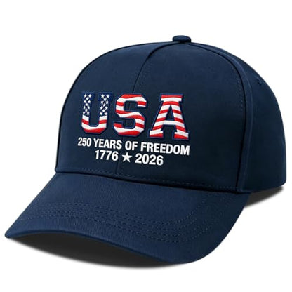 250th Anniversary USA Hat,Adjustable Embroidered Patriotic Baseball Cap,250 Year American Anniversary Merchandise for Unisex - color: I