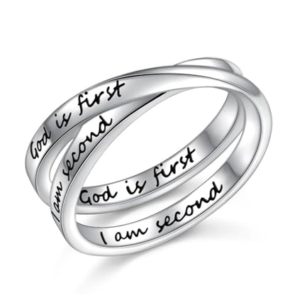 YinShan 925 Sterling Silver Inspirational Ring I am Enough Rings/God Grant Me The Serenity/Always Remember You Are Braver for Women Girls Size 6-9 - style: God is First