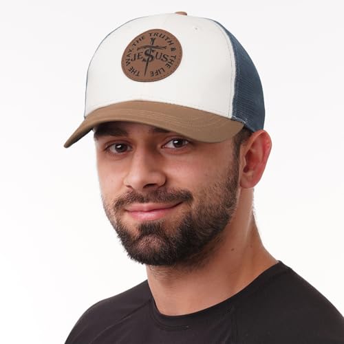 Christian Jesus Cross Hat American Flag Adjustable Faith Baseball Cap - Ideal Religious Gifts for Birthdays, Father's Day - color: Beige-brown