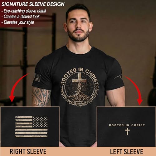 Rooted in Christ Shirt, Jesus Tee, Christian Shirt Men 2 - color: Black, size: 4X-Large