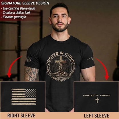Rooted in Christ Shirt, Jesus Tee, Christian Shirt Men 2 - color: Dark-heather, size: X-Large
