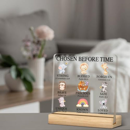 Baptism Gift Nursery Decor Bible Verse Acrylic Desk Sign - color: M60A17