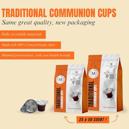 DISCOVERY PRODUCT Prefilled Communion Cup & Wafer,Travel 50ct Traditional - size: Box of 50 Traditional