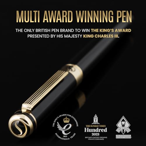 Scriveiner Black Lacquer Rollerball Pen - Stunning Luxury Pen, Real Gold Plating, Schmidt Ink Refill, Best Roller Ball Gift Set for Men & Women, Professional, Executive Office, Nice Pens - color: 1. Black with Gold
