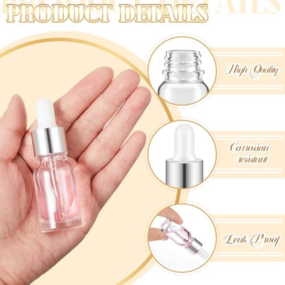 Didaey 100 Pcs Mini Glass Oil Dropper Bottle, 10 ml, Classic Silver - color: Classic Silver, size: 10 ml