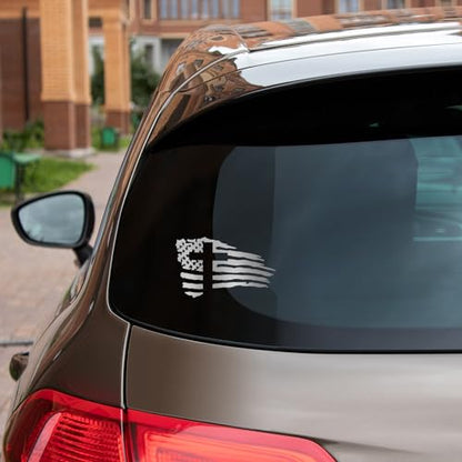 GRITKULTURE American Flag with Cross Vinyl Decal Sticker for US Christian Cars, Trucks, Laptops, Jesus, Window Decal Sticker Police Thin Blue Line (Reflective) - color: Reflective