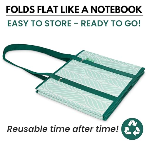 Reusable Grocery Bags (3 Pack) – Heavy Duty Reusable Shopping Bags, Green - color: Green