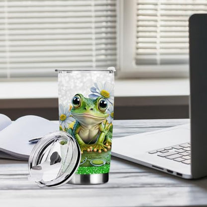 Inspirational Gifts for Women Tumbler, Positive Frog Gifts, Frog Stuff for Women Girls Sister Birthday Christmas, Coffee Mug Stainless Steel Vacuum Insulated Double Wall Travel Cup with Lid, 20oz - color: Frog 1152