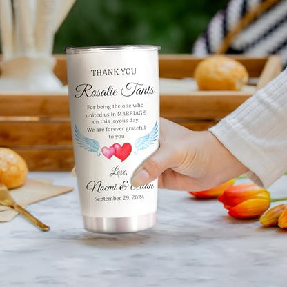 Personalized Wedding Officiant Gift 20oz Stainless Steel Tumbler – Customized “Best Officiant Ever” Drinking Cup -Wedding Day Gift from Bride and Groom - color: OFFICIANT-WED-TU-1