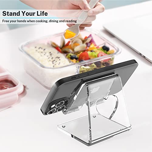 Crpich Acrylic Cell Phone Stand, Portable Phone Holder, Clear Phone Stand for Desk, Compatible with Phone16 15 14 13 Pro Max Mini 12 11 SE, Switch, Android Smartphone, Pad, Tablet, Desk Accessories - color: Clear