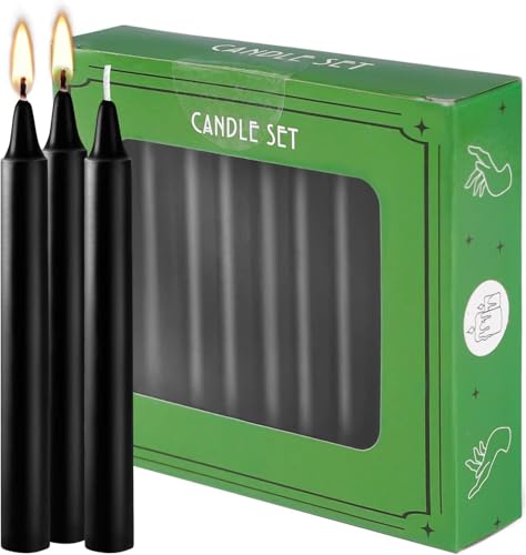 Mini Spell Chime Taper Candle Set of 20, 4 Inch Tall Unscented Rituals Candles for Altar Meditation Supplies Rituals (Black, Set of 20) - color: Black, size: Set of 20