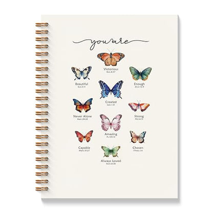 Christian Butterfly Notebook - Inspirational Christian Journal, Bible Verse Spiral Notebooks, Christian School Supplies Notebooks, Motivational Christian Gifts, Coworker Gifts, 5.5x8.3 Inches - color: Bible Butterfly