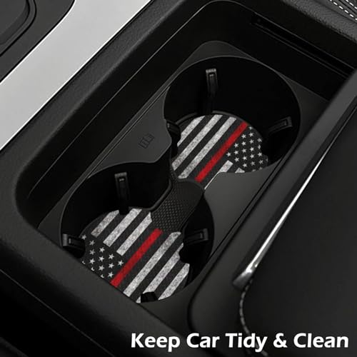KARREAL 2 Pcs Car Cup Coasters - Red Grey American Flag - color: Red Grey American Flag