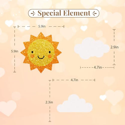 Sunshine Cake Topper, Sunshine Baby Shower Cake Decor, Gold Glitter Smile Sun and Cloud Cake Topper for Boy Girl, You are My Sunshine Birthday Party Decoration - style: Sun