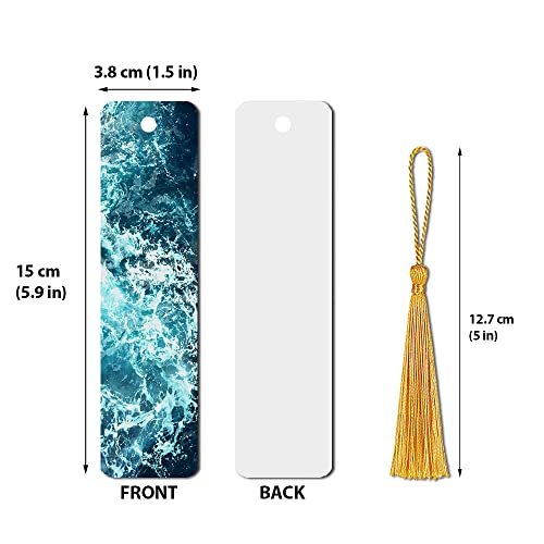 WIRESTER Set of 2 Metal Bookmarks with Light Gold Tassel for Students, Reader, Teachers, Book Lovers - Blue Ocean Wave, Mermaid Scales Blue Wave - color: Blue Ocean Wave, Mermaid Scales Blue Wave
