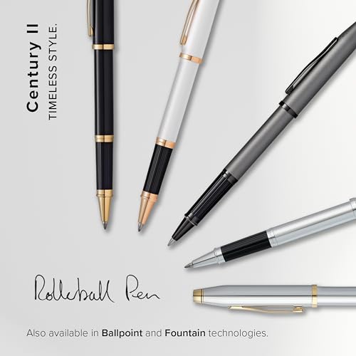 Cross Century II Lustrous Chrome Rollerball Pen, Medium Point, Black Ink - color: Lustrous Chrome