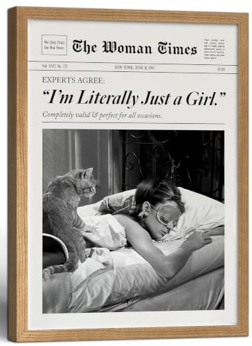 12x16 Inch Framed Wall Art Black and White Canvas Print Audrey Hepburn I'm Just an Ordinary Girl Modern Fashion Poster Unique Home Wall Decor Modern Art for Living Room Bedroom and Office - color: White、Black, size: 12x16 inch