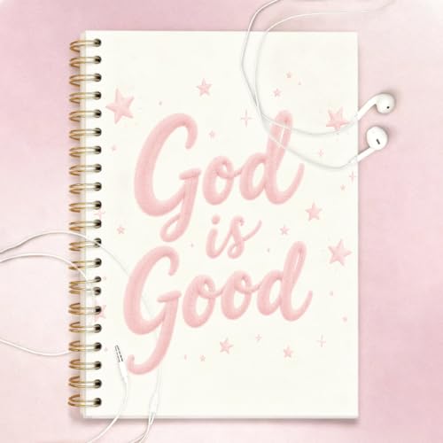 Pink Coquette Christian Spiral Notebook 5.5x8.3 Inch, God Is Good Lined Journal for School Work, Cute Religious Gifts for Women Teen Girls - color: God