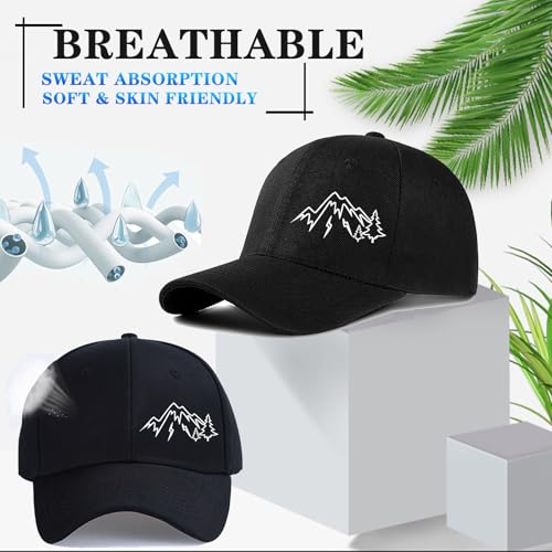 Baseball Cap Snapback Hats for Men Black Baseball Hat Cotton Trucker Dad Hat for Men - color: Mountain Tree